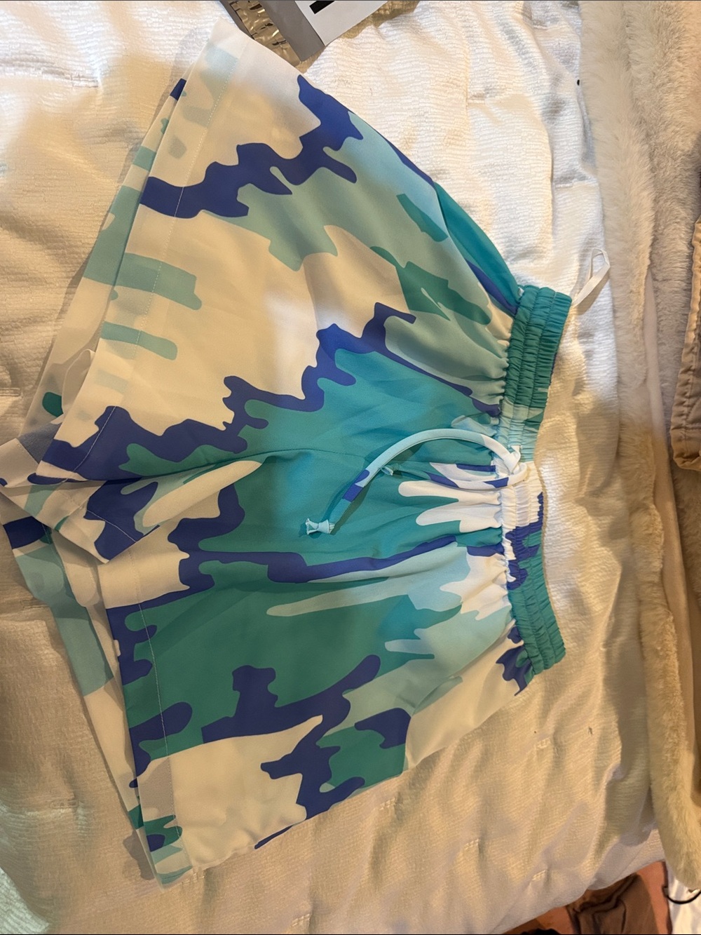 CROSBY by Mollie Burch Teal, Blue & White Abstract Print Athletic Shorts